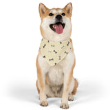Bone Pattern Pet Bandana Collar — Yellow Dog Bandana with Black & Gray Bones