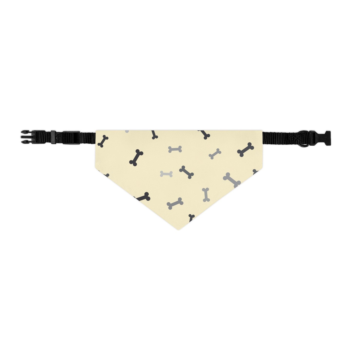 Bone Pattern Pet Bandana Collar — Yellow Dog Bandana with Black & Gray Bones