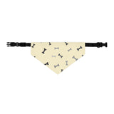 Bone Pattern Pet Bandana Collar — Yellow Dog Bandana with Black & Gray Bones