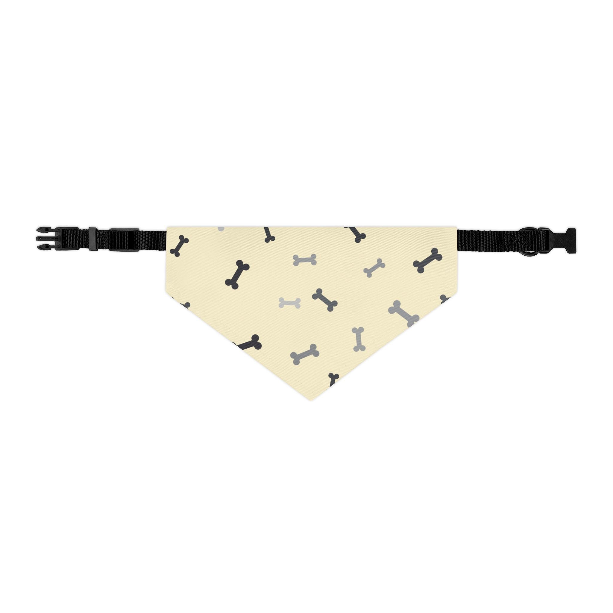 Bone Pattern Pet Bandana Collar — Yellow Dog Bandana with Black & Gray Bones