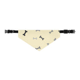 Bone Pattern Pet Bandana Collar — Yellow Dog Bandana with Black & Gray Bones