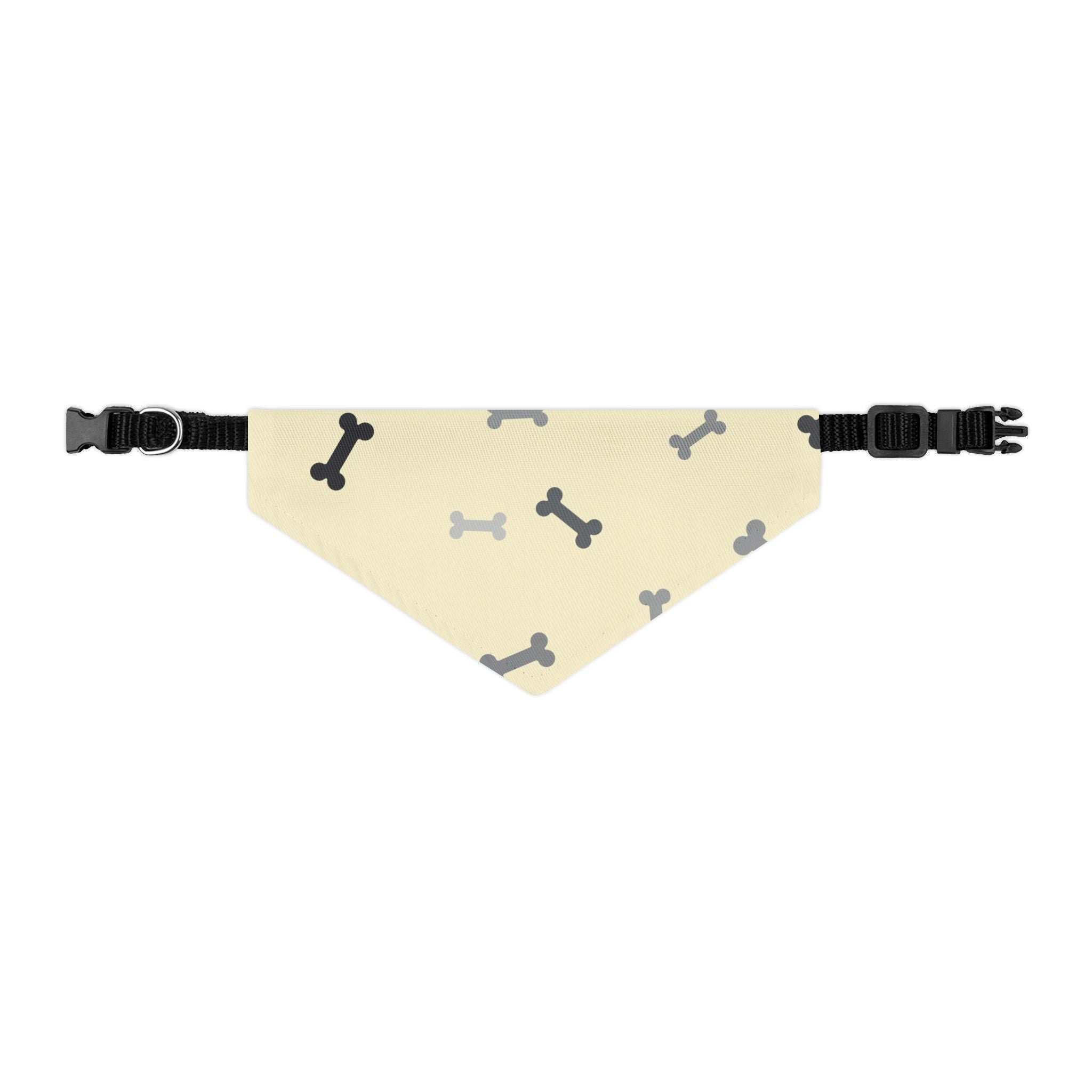 Bone Pattern Pet Bandana Collar — Yellow Dog Bandana with Black & Gray Bones
