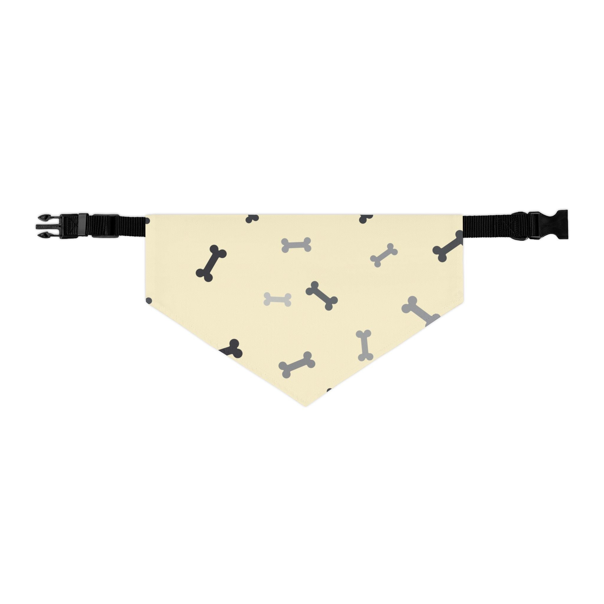 Bone Pattern Pet Bandana Collar — Yellow Dog Bandana with Black & Gray Bones
