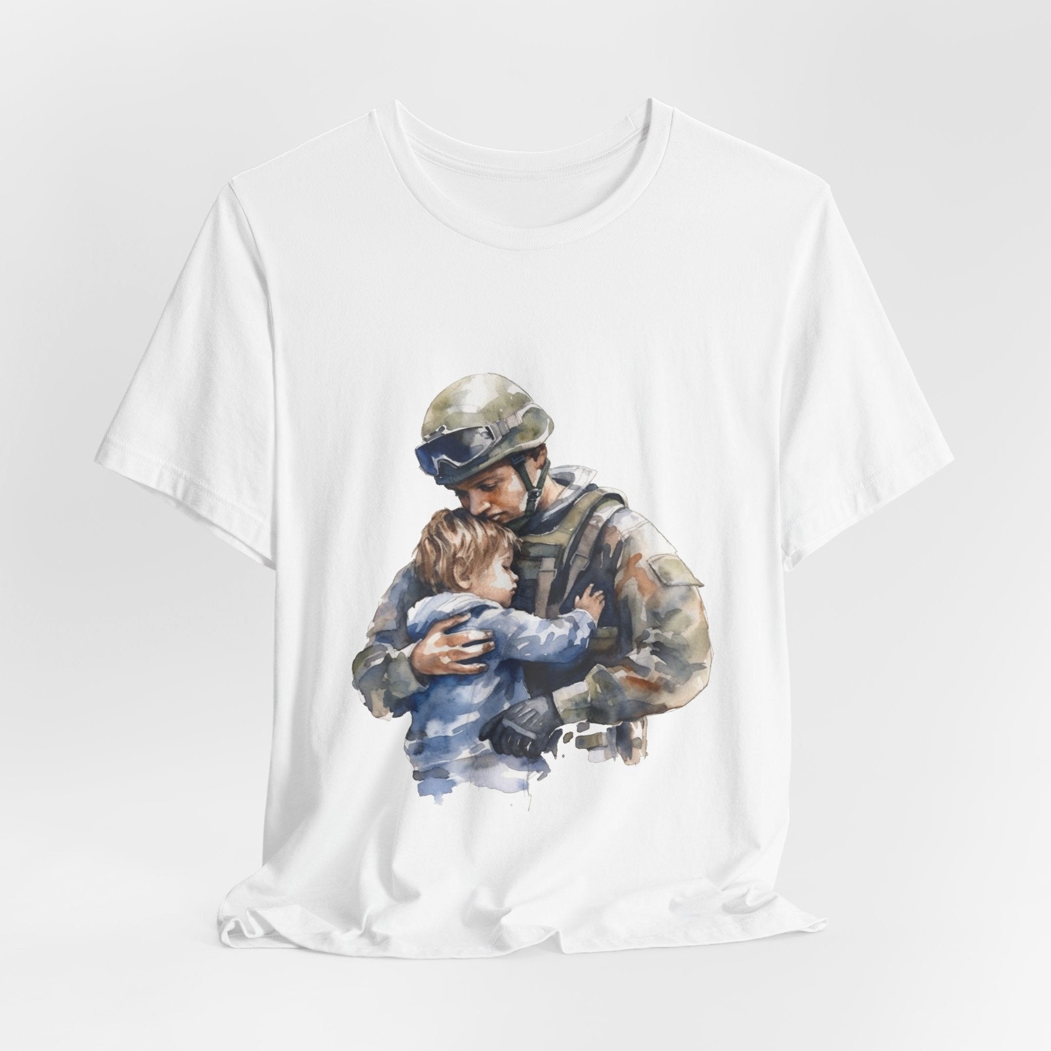 Soldier Embrace T‑Shirt — Military Dad Hug Design