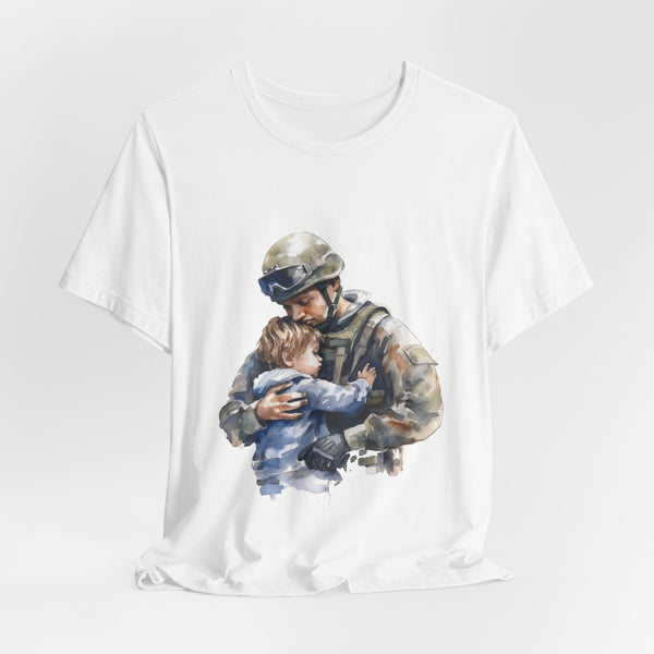 Soldier Embrace T‑Shirt — Military Dad Hug Design