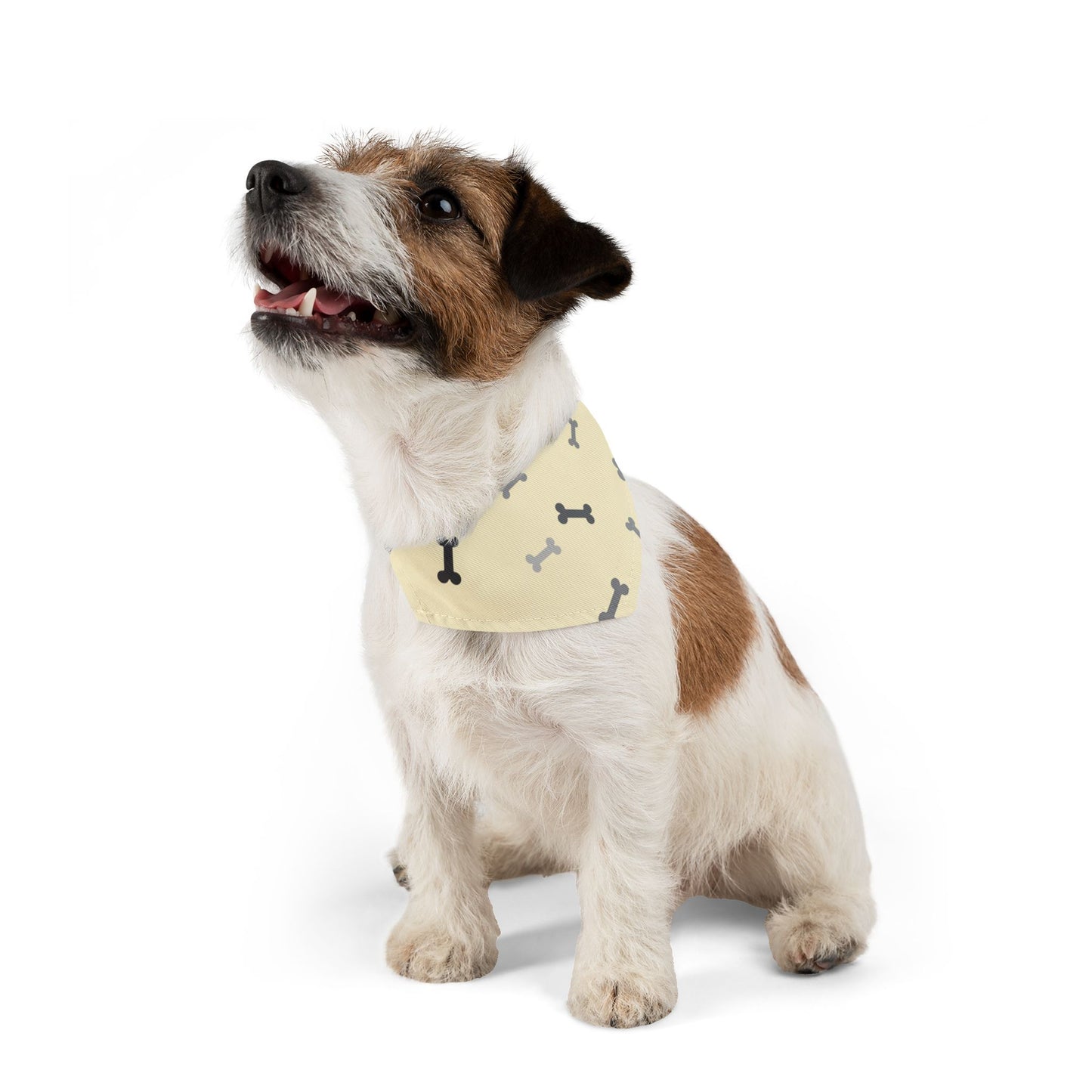 Bone Pattern Pet Bandana Collar — Yellow Dog Bandana with Black & Gray Bones