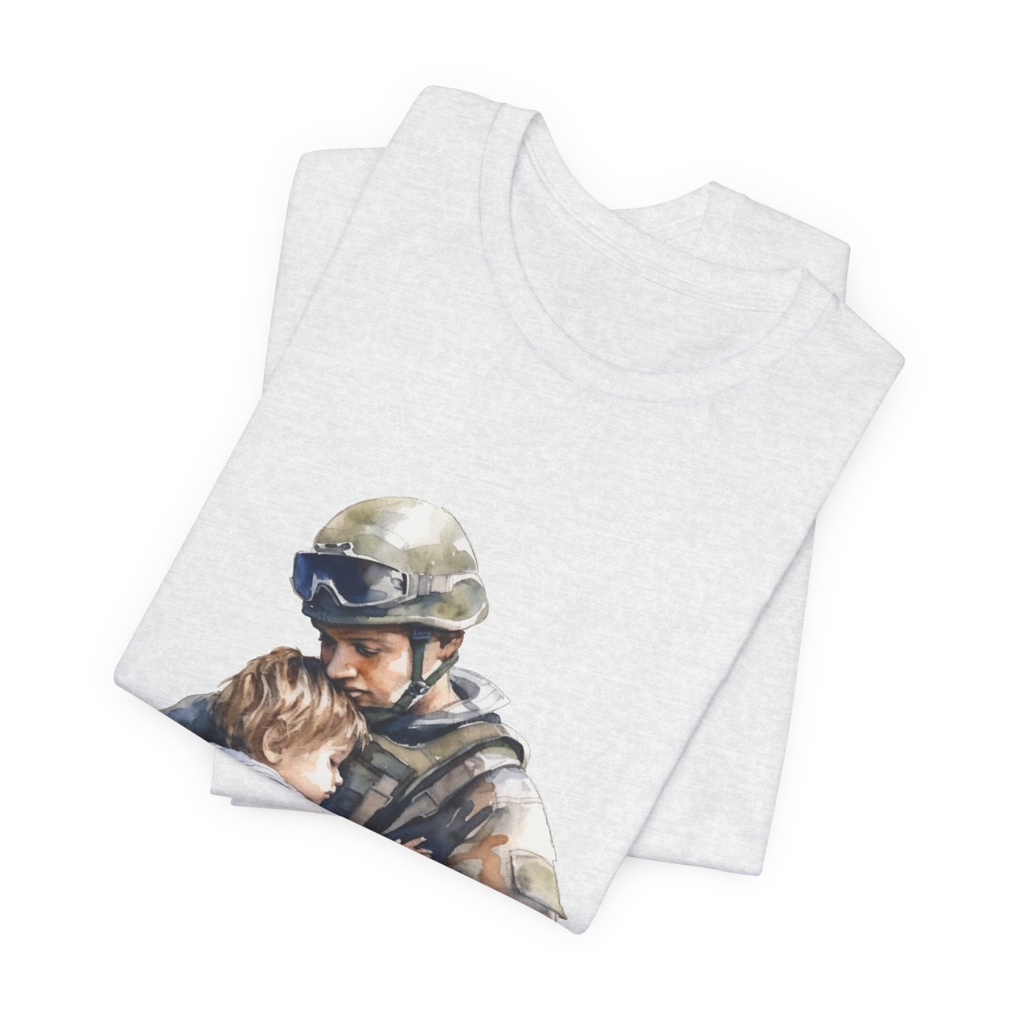 Soldier Embrace T‑Shirt — Military Dad Hug Design
