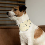Bone Pattern Pet Bandana Collar — Yellow Dog Bandana with Black & Gray Bones