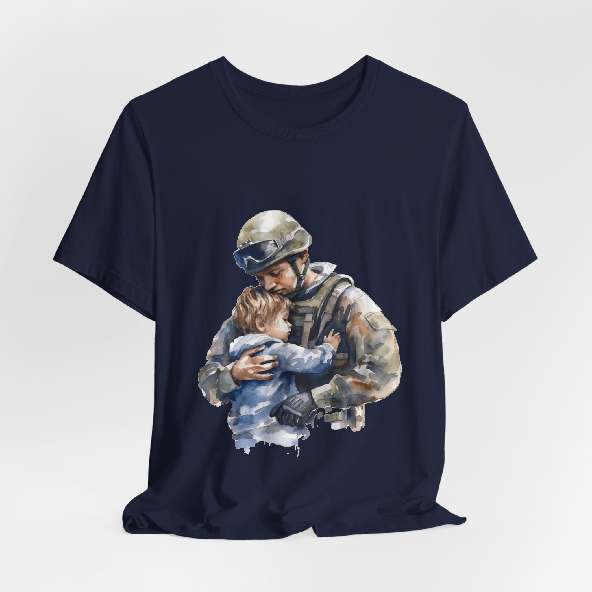 Soldier Embrace T‑Shirt — Military Dad Hug Design