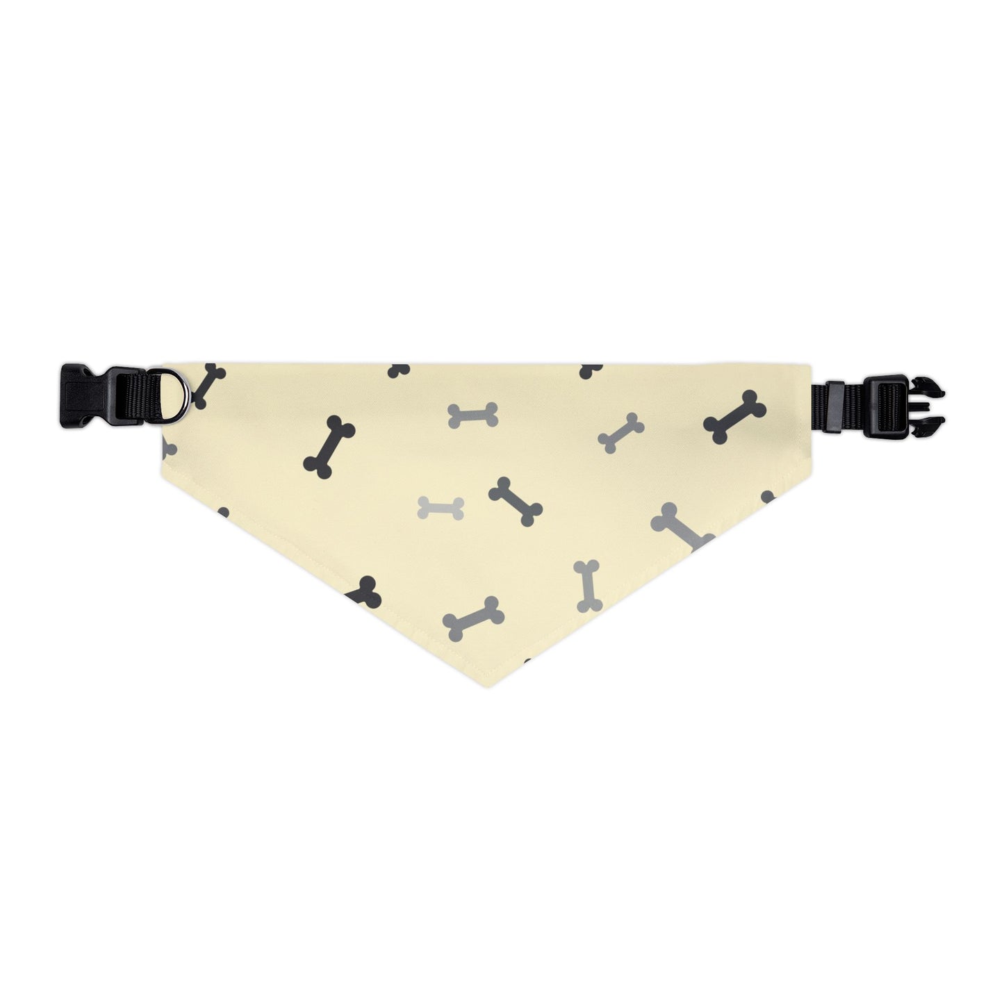 Bone Pattern Pet Bandana Collar — Yellow Dog Bandana with Black & Gray Bones