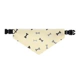 Bone Pattern Pet Bandana Collar — Yellow Dog Bandana with Black & Gray Bones