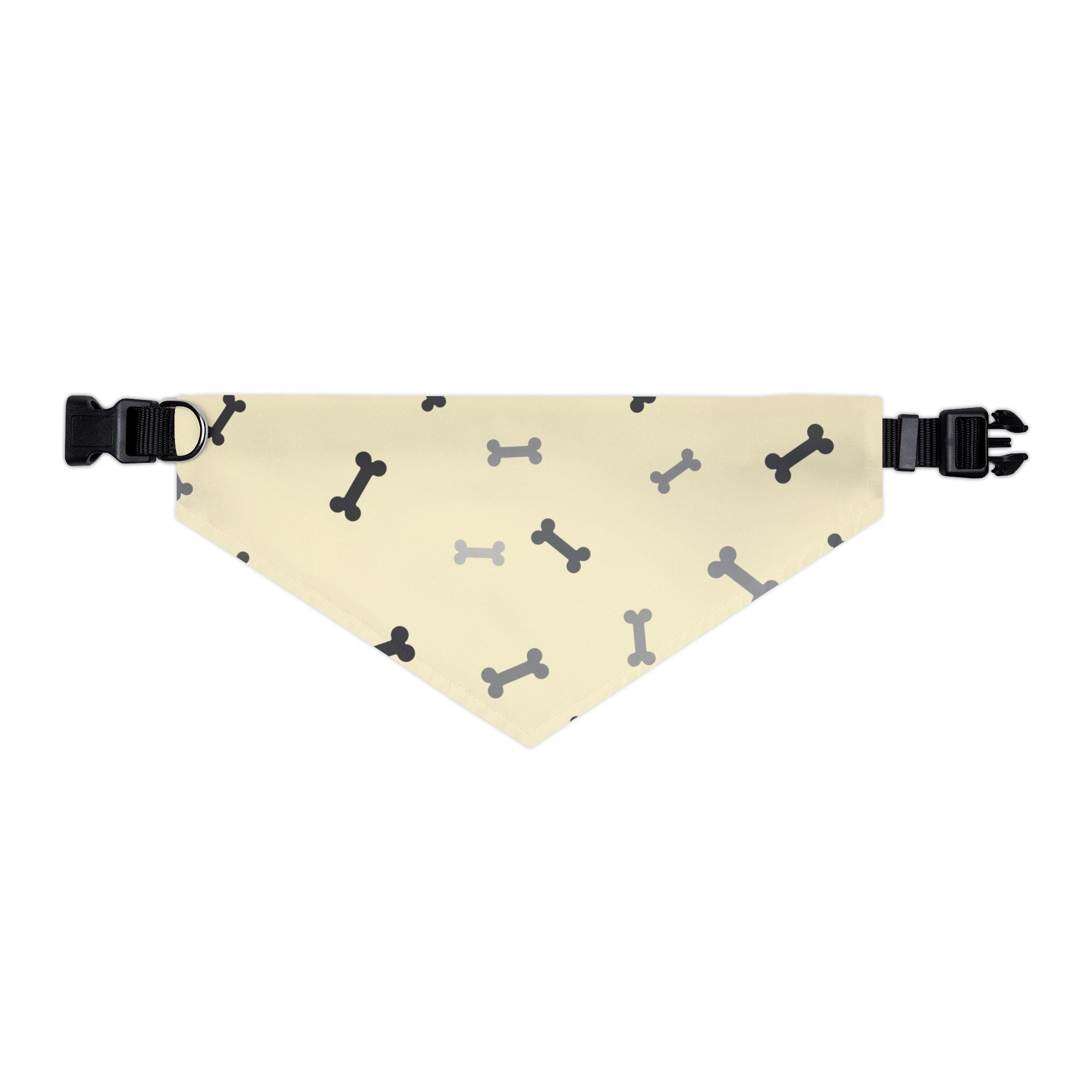 Bone Pattern Pet Bandana Collar — Yellow Dog Bandana with Black & Gray Bones