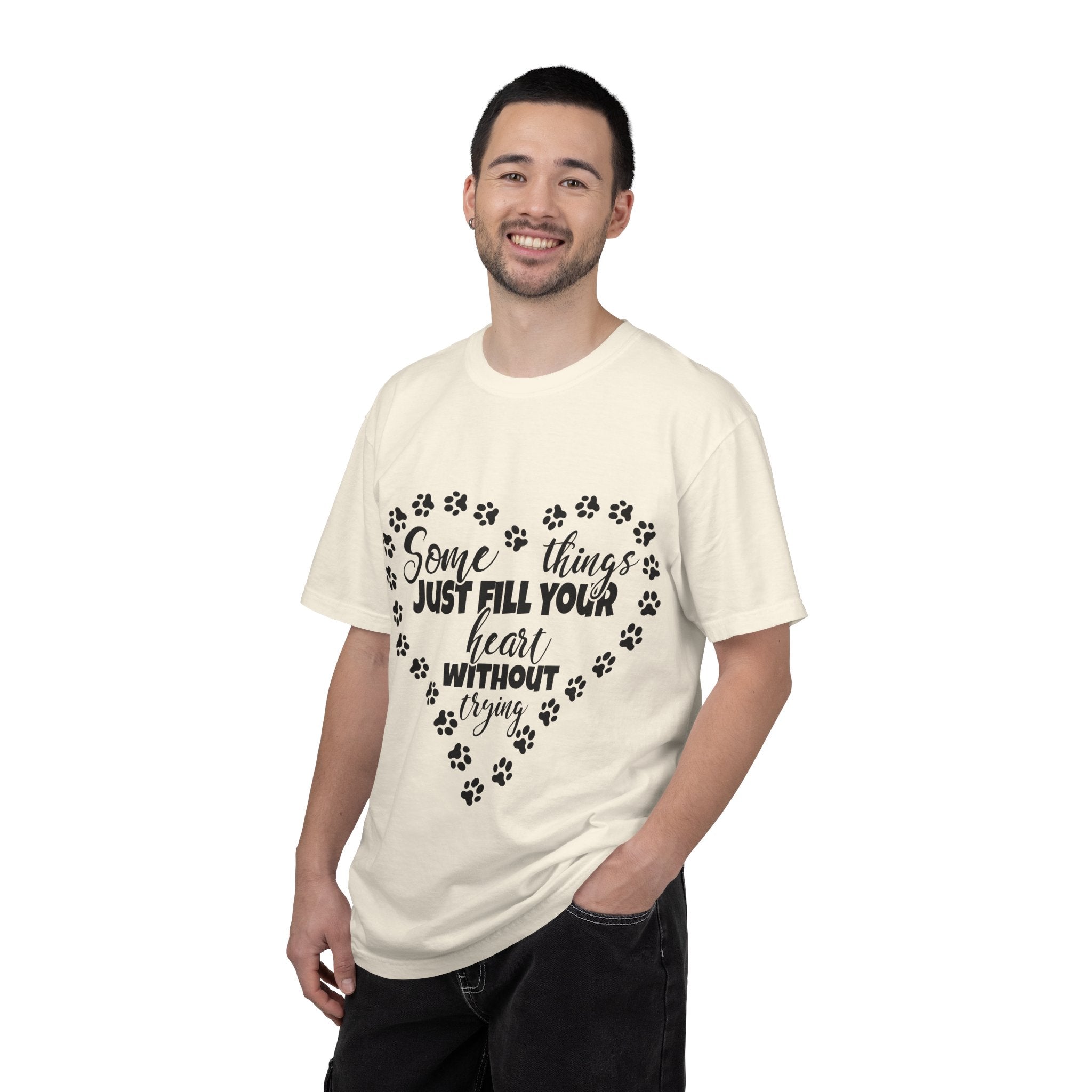 T-Shirt — "Some Things Just Fill Your Heart Without Trying" Paw Print Heart Tee