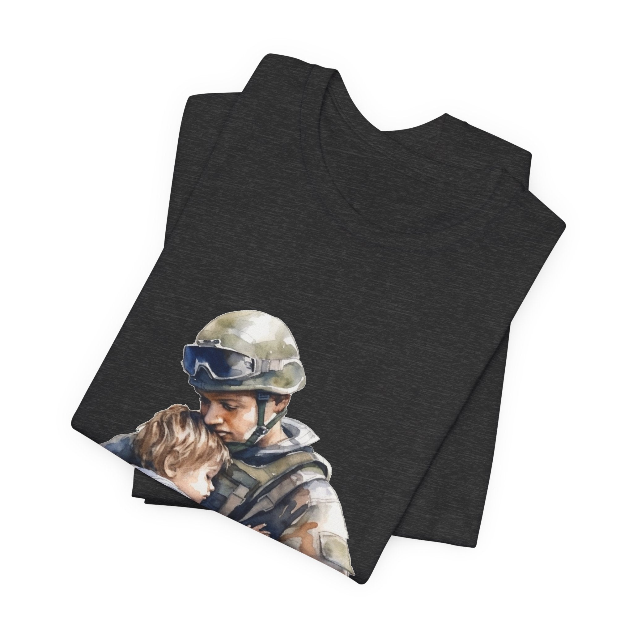 Soldier Embrace T‑Shirt — Military Dad Hug Design